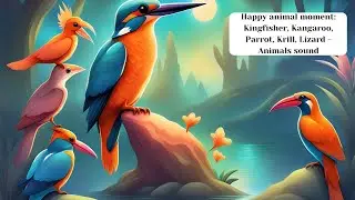 Happy animal moment: Kingfisher, Kangaroo, Parrot, Krill, Lizard - Animals sound @HouchStories.