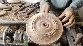 How to Make Unique Round Wood design on Lathe Machine