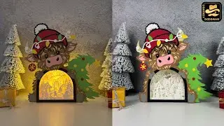 How To Make Paper Cut Christmas Highland Cow Box
