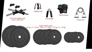 DreamFit 50kg PVC plates, 3ft curl rod, dumbbell rods & gym accessories Gym & Fitness Kit flipkart