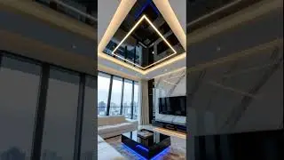 Mirror Ceiling Luxury: High-Tech White Marble Living Room #shorts #homeimprovement