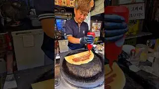 Korean Street Food Pizza Crepe Crazy Cheese & Toppings Cooked Right in Front of You #streetfood