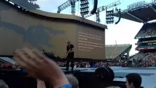 Dallas Schoo U2 Gives Edges guitar to Fans Croke park Dublin 2017