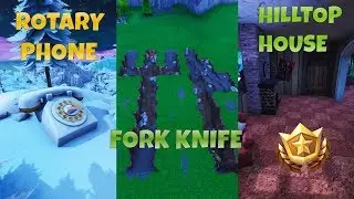 Hidden Star Location Between Rotary Phone, Fork Knife and Hilltop House Full of Posters