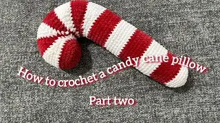 How to crochet a candy cane pillow Part 2 | Crochet tutorial 🎄