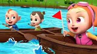 Row, Row, Row Your Boat - Police Cartoon - Job and Career Song | More Nursery Rhymes & Kids Songs