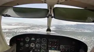 Cockpit Landing Big Bear City Airport, WINTER WONDERLAND!
