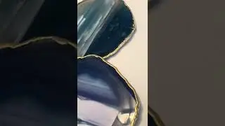 Natural Quartz Stone Coasters | Set of 4 | Dark Blue with Gold Edge| NWT #homedecor #coasters