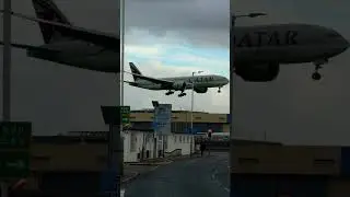 Qatar Cargo Boeing 777-F coming from Doha to landing ￼Heathrow Airport London ￼