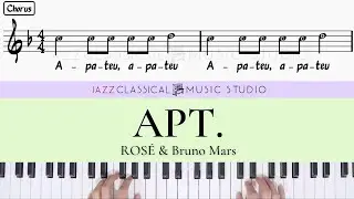 APT. - ROS&Eacute; & Bruno Mars | Piano Tutorial (EASY) | WITH Music Sheet | JCMS