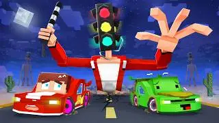 JJ and Mikey Cars vs TRAFFIC LIGHT HEAD - Maizen Minecraft Animation