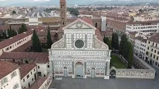 Basilica of Santa Maria Novella Church by Drone.  Wonderful Morning. - Florence Italy - ECTV