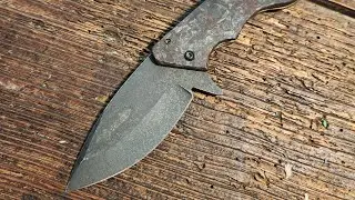 Alien Knives DX2 Handmade Custom Folding Knife - Davo Creations fatcarbon 6al4v titanium