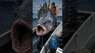 Spiked Beast from the Depths: Real or AI Trickery? 🌊 #SeaMonster #AiOceansEnigma  #fishing #fish