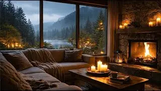 Gentle Rain on Window & Cozy Fireplace 🌧️ Soft Rain Sounds & Crackling Fire for Deep Sleep