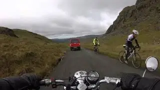 The Hardknott pass Cumbria on a 1959 Triumph 5TA