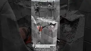 Concrete Wall Demolition Work Tool Using Rotary Hammer with Flat Chisel #worktool