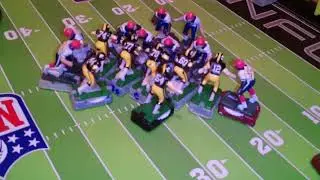 Watch the nose guard sneak behind the fullback to stripped the ball.