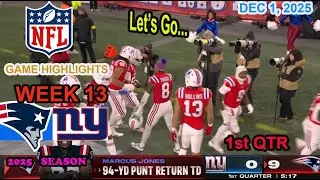 New England Patriots vs New York Giants Week 13 Game 1st QTR  Highlights NFL  DEC 1, 2025