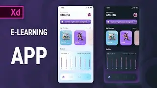 E-learning Mobile App UI Design in Adobe Xd | Dark & Light Mode | SpeedArt Tutorial