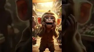 Poor baby monkey stole the fish #monkey #fish
