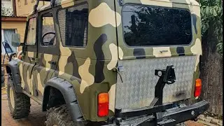 Покраска в камуфляж УАЗика своими руками. Музыка Эдуард Артемьев.