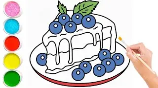 How To Draw Colorful Blueberry Cake|Kids Fun Drawing & Painting Activity|Step By Step Drawing|