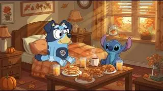 Stitch & Bluey Morning Autumn Breakfast 🍁 Chill Lofi Music for Study, Work & Relax ☕