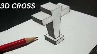 How To Draw A 3D CROSS On Paper, Easy 3D Drawing Tutorial Step By Step