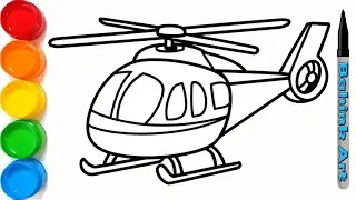 Drawing a Helicopter for kids | Easy drawing and coloring for kids and toddlers