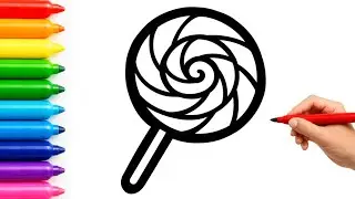 How to Draw a Lollipop Easy Candy Drawing, Coloring & Painting for Kids, Toddlers