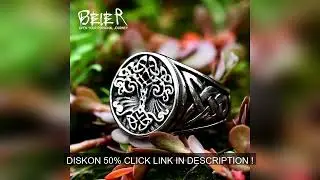 Stainless Steel Tree of Life Signet Ring Classic Men Viking Amulet Rings Nordic Jewelry BR8-732