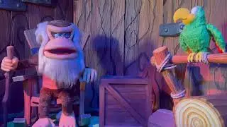 Universal Orlando Resort Super Nintendo World Donkey Kong Ride featuring Cranky Kong and Squawks.