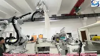 Trainee 6 axis robot transplanting the tricot Pack to insert sheet after gluing  +86 13685278899