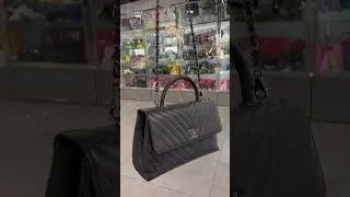 Dive into the elegance of Chanel&rsquo;s Medium Chevron Caviar Coco Top Handle Tote! ✨ #chanel