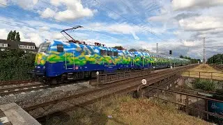 Trainspotting in D&uuml;sseldorf, Eller und Volksgarten am 1.Juli 2024, mit EM Extraz&uuml;gen