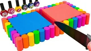 Satisfying Video l How To Make Rainbow Two Cake from Kinetic Sand and Nail Polish Cutting ASMR