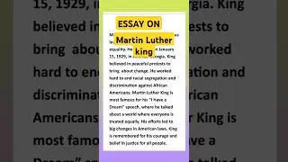 essay on Martin Luther king 🤴 |#paragraph#english #youtubeshorts#shortvideo #youtubesearch#education