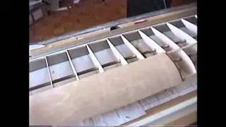 Scratch built Control line Spitfire wing on jig