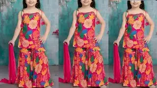 Kids off shoulder kurta with sharara /gharara cutting and stitching/dress design