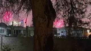 Vegas 2026 new year firework from home. Palms and Bellagio are LIT