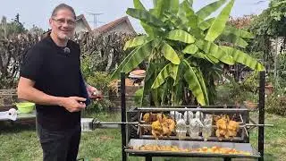Cuisson au tournebroche vertical, au feu de bois : infos, astuces et conseils.
