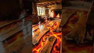 Incredible epoxy resin floor with molten lava inside! 😱 #epoxy #interiordesign #diytransformation