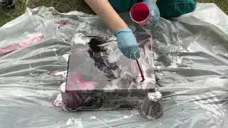 Dark Acrylic Pour Painting Using No Negative Space 