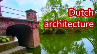 Royal park. Secret boat station under the bridge. Dutch architecture. Wassenaar Estate De Horsten