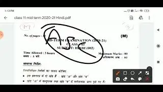class 11 Hindi questions paper mid term 2021, morning shift doe delhi // CBSE 2020-21 paper with pdf