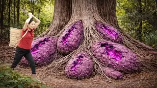 Harvesting Wild Yam on Ancient Tree Roots | Steamed Fermented Yam | Sold Out Fast at Village Market