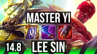 MASTER YI vs LEE SIN (JGL) | 1v4 Quadra, Legendary, 6 solo kills, 21/3/7 | KR Master | 14.8