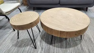 RUSTOWN Farmhouse Round Coffee Table Set of 2 Natural Wood Finish |QUICK OVERVIEW|