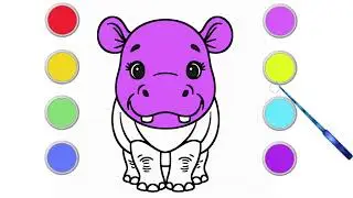 Little Hippo Coloring Page Art Paniting